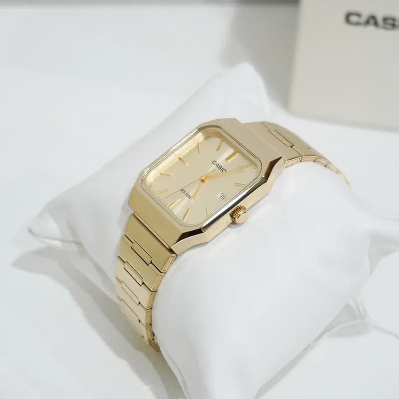 Casio Enticer Champagne Dial Gold-tone Men's Watch- MTP-B185G-9AV